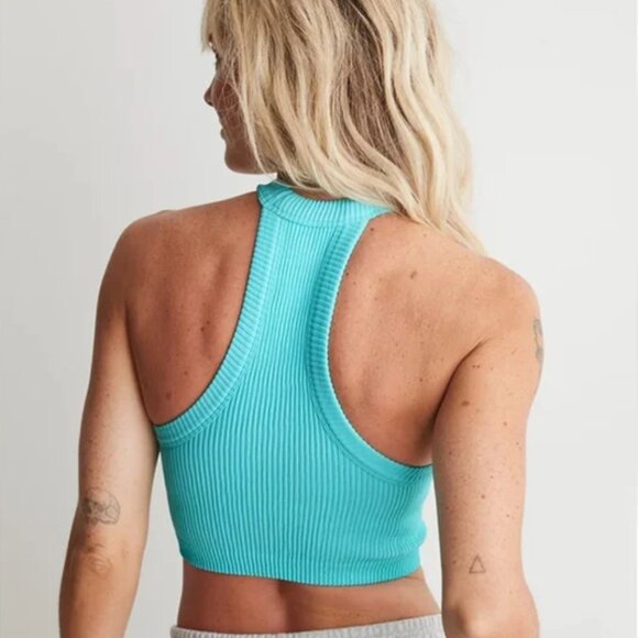 Aerie Superchill Seamless High Neck Cropped Bralette Springs NWT XS - Picture 2 of 5